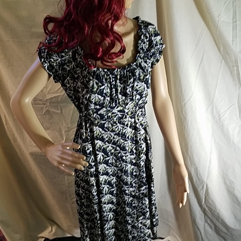Short Sleeve Print Midi Dress Axcess